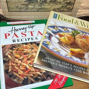 1996 Food & Wine and Hurry-Up Pasta Recipes Cookbooks Hardcover Bundle
